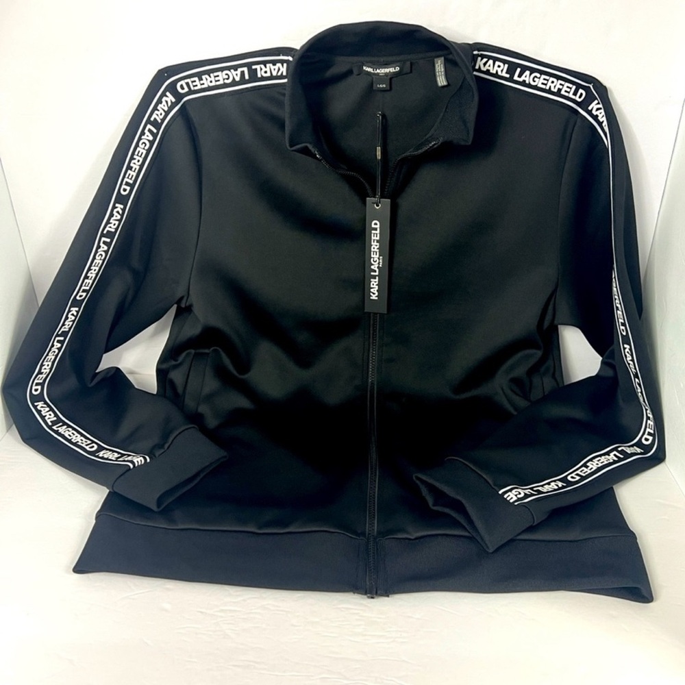 Black Zip-Up Jacket with Logo